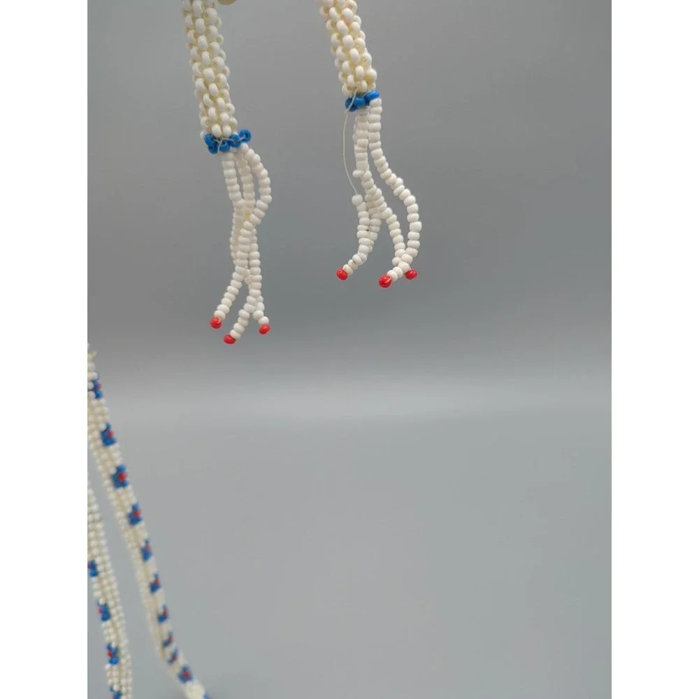 Vintage Beaded Belt‎ Or Necklace Plastic Seed Beads White Floral Boho American